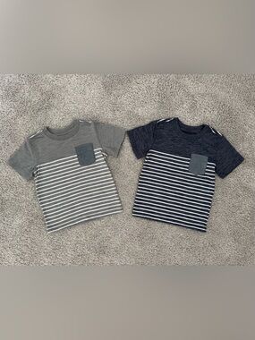Cherokee Striped Pocket Tees in Gray and Navy